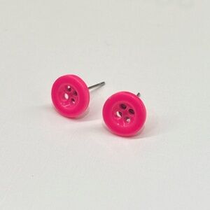 Hot Pink Button Earrings